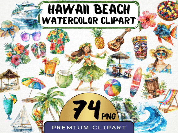 Download Hawaii Beach Watercolor Clipart - Premium Resources