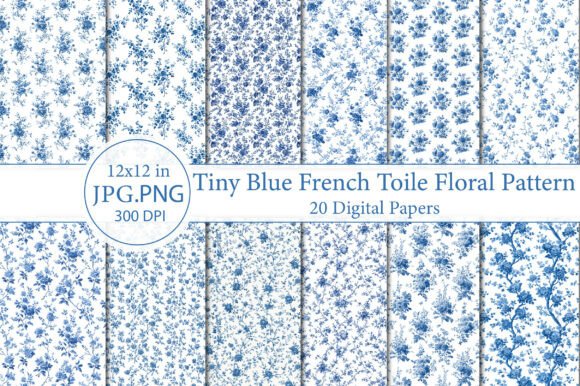 Download Tiny Blue French Toile Floral Pattern - Premium Resources