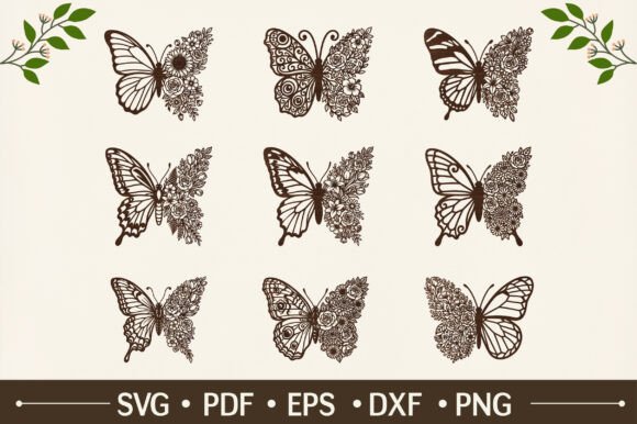 Download 9 Floral Butterfly SVG Bundle - Svg Collection