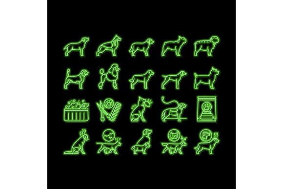 Download Dog Domestic Animal Neon Glow Icon - Domestic Collection