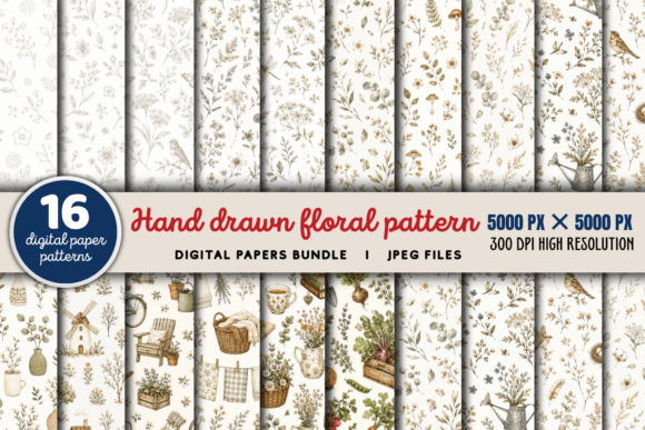 Download Hand Drawn Floral Pattern Bundle - Floral pattern Collection