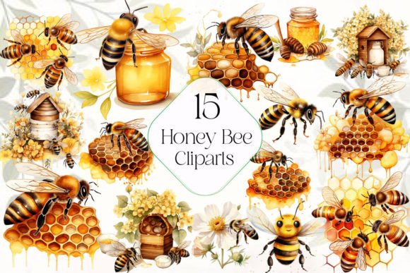 Download Honey Bee Clipart Bundle - Honey Collection