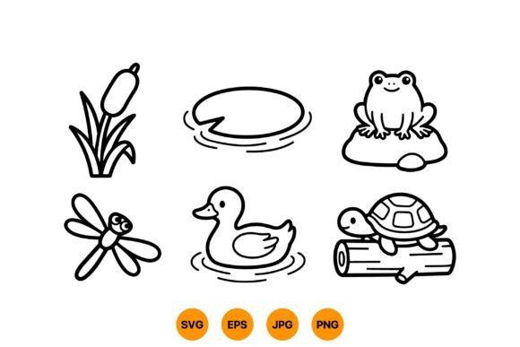 Download Pond Animal Line Icons SVG - Svg Collection