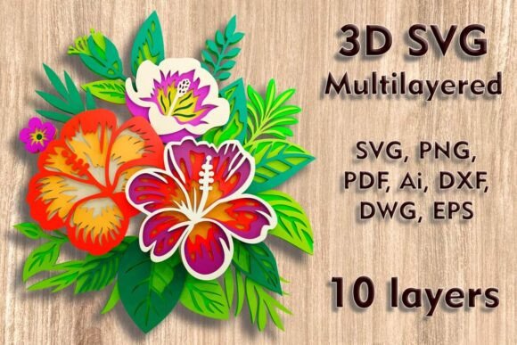 Download Hibiscus 3D SVG Multilayer Cutting Files - Svg Collection