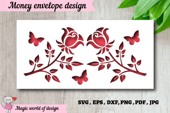 Download Elegant Rose Design Money Envelope SVG - Svg Collection