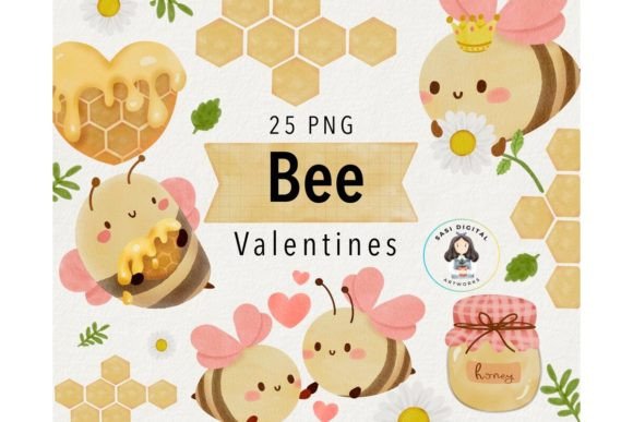 Download Bee Valentine's Kawaii Honeycomb - Honey Collection