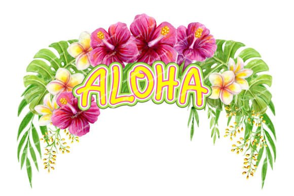 Download Aloha Hawaii Greeting. Tropical Flowers. - Premium Resources