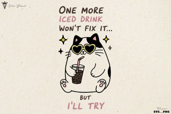 Download Summer Cat One More Iced Drink SVG PNG - Svg Collection