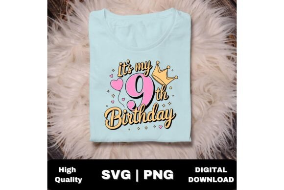 Download Pink and Gold Princess 9th Birthday SVG - Svg Collection