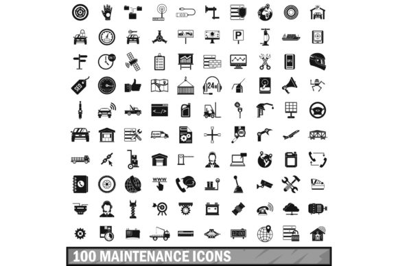 Download 100 Maintenance Icons Set, Simple Style - Simple style Collection
